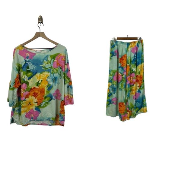 Jams World Women’s 2-Piece Set | Tropical Floral Top & Wide-Leg Pants Women’s XL - Picture 1 of 7